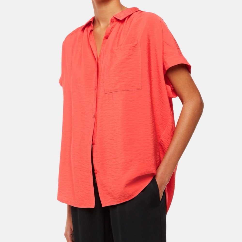 Whistles Nicola Button Up Shirt Coral Blouse size Medium